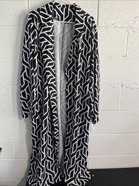 Geometric Long Duster or Swim Cover Up- 4XL